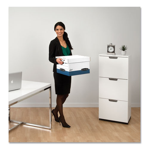 PRESTO Ergonomic Design Storage Boxes, Letter/Legal Files, 12.88" x 16.5" x 10.38", White/Blue, 12/Carton