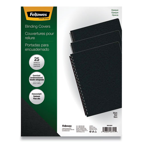 Fellowes® Futura Presentation Covers For Binding Systems, Opaque Black, 11.25 X 8.75, Unpunched, 25/Pack
