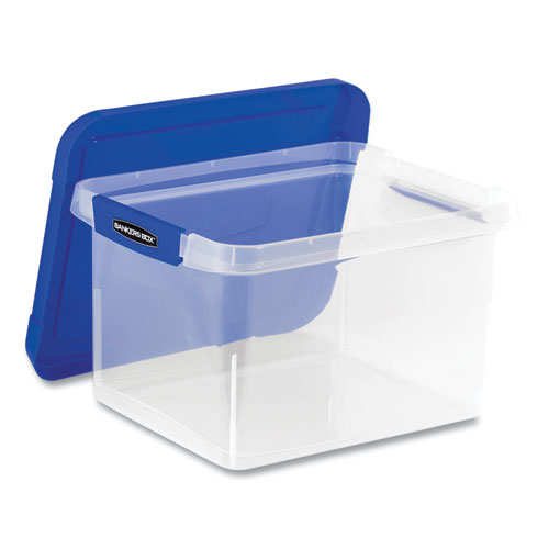 Bankers Box® Heavy Duty Plastic File Storage, Letter/Legal Files, 14" X 17.38" X 10.5", Clear/Blue, 2/Pack