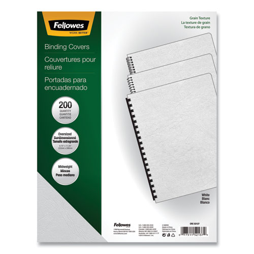Fellowes® Expressions Classic Grain Texture Presentation Covers For Binding Systems, White, 11.25 X 8.75, Unpunched, 200/Pack
