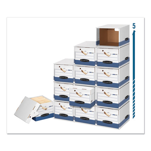 Image of PRESTO Ergonomic Design Storage Boxes, Letter/Legal Files, 12.88" x 16.5" x 10.38", White/Blue, 12/Carton