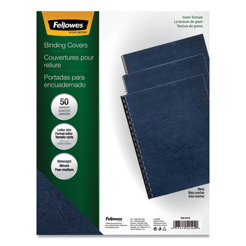 Fellowes® Classic Grain Texture Binding System Covers, 11 X 8.5, Navy, 50/Pack