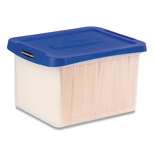Image of Bankers Box® Heavy Duty Plastic File Storage, Letter/Legal Files, 14" X 17.38" X 10.5", Clear/Blue