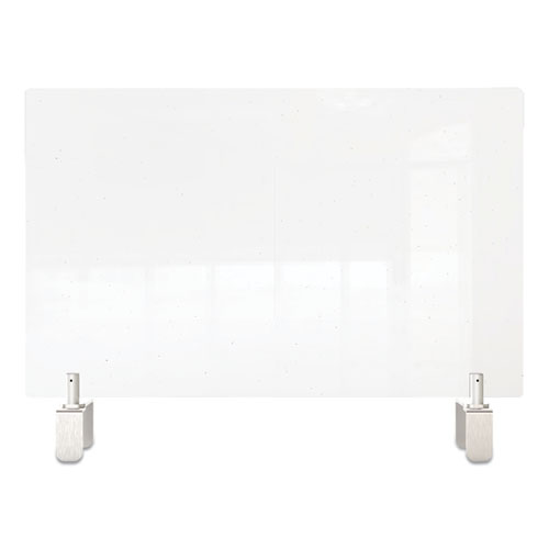 Image of Ghent Clear Partition Extender With Attached Clamp, 36 X 3.88 X 24, Thermoplastic Sheeting