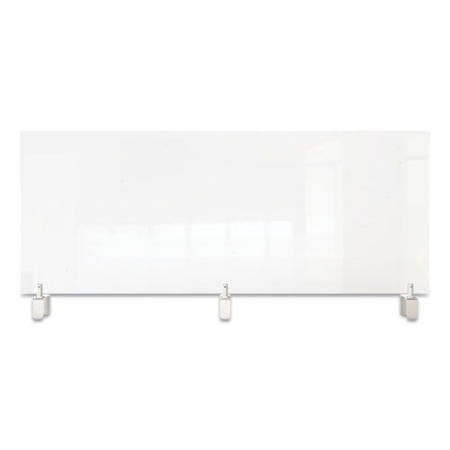 Clear Partition Extender with Attached Clamp, 48 x 3.88 x 18, Thermoplastic Sheeting