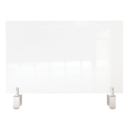 Image of Ghent Clear Partition Extender With Attached Clamp, 29 X 3.88 X 18, Thermoplastic Sheeting