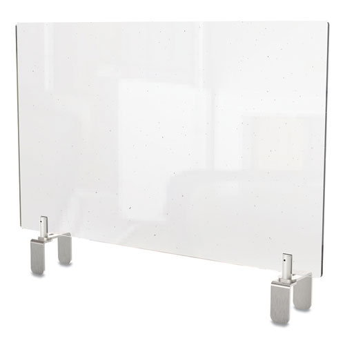 Image of Ghent Clear Partition Extender With Attached Clamp, 29 X 3.88 X 18, Thermoplastic Sheeting