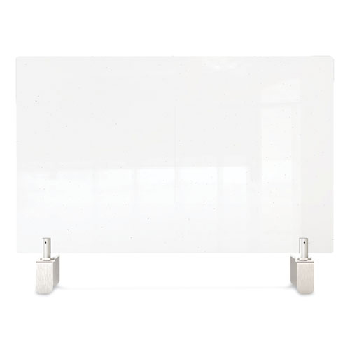 Image of Ghent Clear Partition Extender With Attached Clamp, 36 X 3.88 X 30, Thermoplastic Sheeting