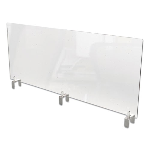 Clear Partition Extender with Attached Clamp, 48 x 3.88 x 30, Thermoplastic Sheeting