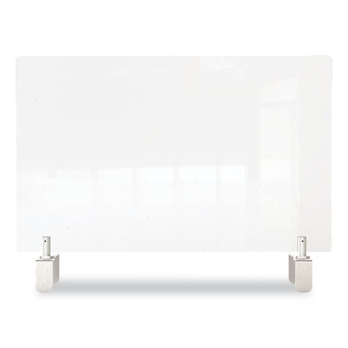 Image of Ghent Clear Partition Extender With Attached Clamp, 42 X 3.88 X 18, Thermoplastic Sheeting