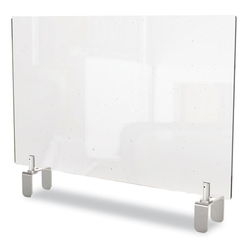 Ghent Clear Partition Extender with Attached Clamp, 29 x 3.88 x 18, Thermoplastic Sheeting