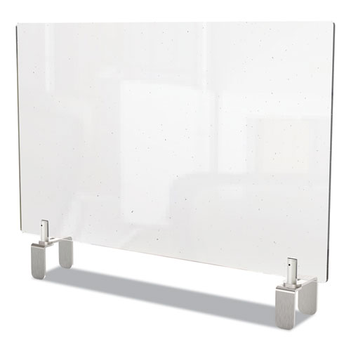 Image of Ghent Clear Partition Extender With Attached Clamp, 42 X 3.88 X 30, Thermoplastic Sheeting