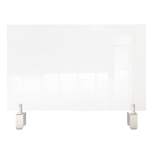 Image of Ghent Clear Partition Extender With Attached Clamp, 42 X 3.88 X 30, Thermoplastic Sheeting