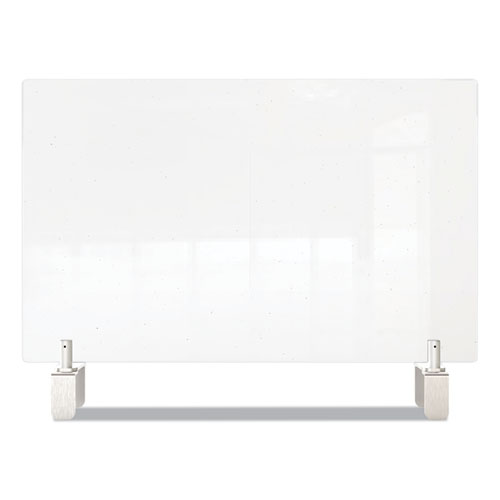 Image of Ghent Clear Partition Extender With Attached Clamp, 29 X 3.88 X 30, Thermoplastic Sheeting