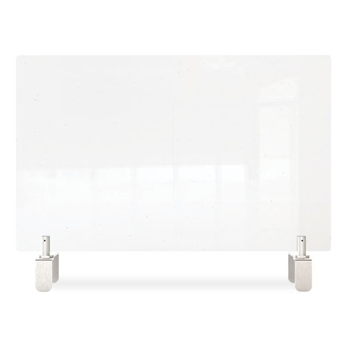 Image of Ghent Clear Partition Extender With Attached Clamp, 42 X 3.88 X 24, Thermoplastic Sheeting