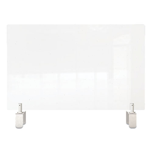 Image of Ghent Clear Partition Extender With Attached Clamp, 36 X 3.88 X 18, Thermoplastic Sheeting