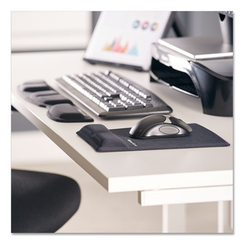 Image of Fellowes® Ergonomic Memory Foam Wrist Rest With Attached Mouse Pad, 8.25 X 9.87, Black