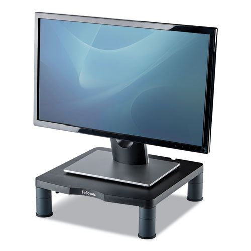 Image of Fellowes® Standard Monitor Riser, 13.38" X 13.63" X 2" To 4", Graphite, Supports 60 Lbs