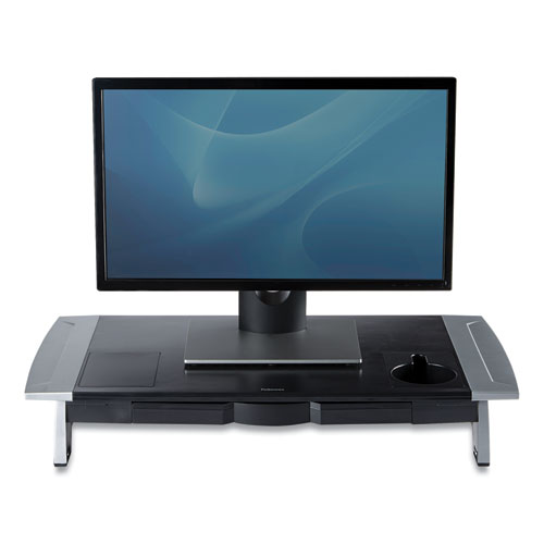 Image of Fellowes® Office Suites Premium Monitor Riser, 27" X 14" X 4" To 6.5", Black/Silver
