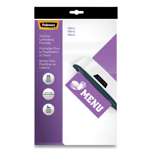Image of Laminating Pouches, 3 mil, 12" x 18", Gloss Clear, 25/Pack