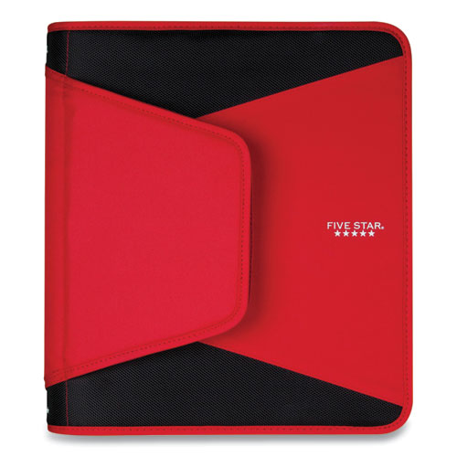 Image of Five Star® Tech Zipper Binder, 3 Rings, 1.5" Capacity, 11 X 8.5, Red/Black Accents