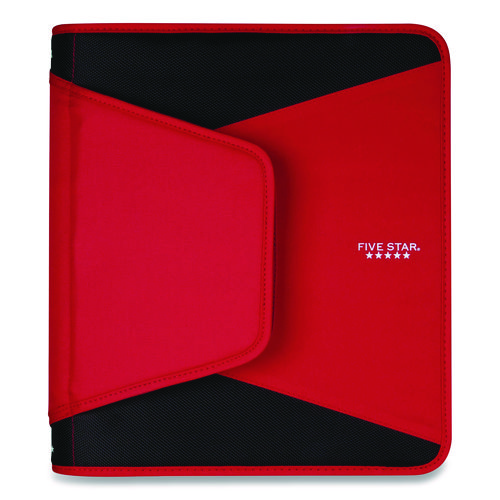 Tech Zipper Binder, 3 Rings, 1.5" Capacity, 11 x 8.5, Red/Black Accents