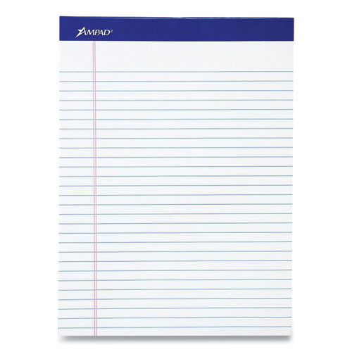 Perforated Writing Pads, Wide/Legal Rule, White Sheets, 8.5 x 11.75, 50 Sheets, Dozen