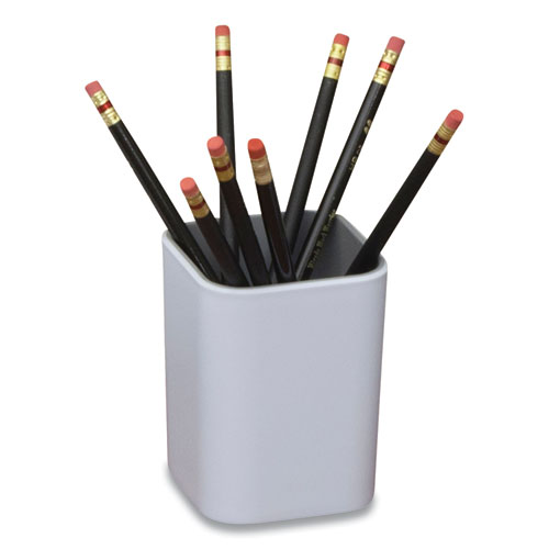 Fusion Pencil Cup, 3 x 3 x 4, White/Gray