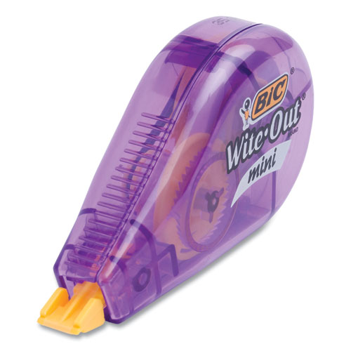 Image of Bic® Wite-Out Brand Mini Correction Tape, Non-Refillable, Blue/Purple/Yellow Applicators, 0.2" X 314.4", 6/Pack