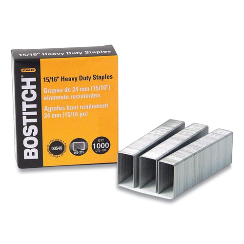Bostitch® Heavy-Duty Premium Staples, 0.94" Leg, 0.5" Crown, Carbon Steel, 1,000/Box