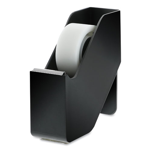 Konnect Slim-Design Tabletop Tape Dispenser with One Roll of Tape, 1" Core, Plastic, Black