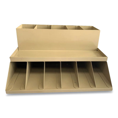 Image of Controltek® Coin Wrapper And Bill Strap 2-Tier Rack, 11 Compartments, 9.38 X 8.13 4.63, Plastic, Pebble Beige