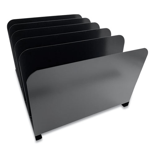 Steel Vertical File Organizer, 5 Sections, Letter Size Files, 11 x 12.5 x 7.75, Black