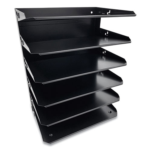 Steel Horizontal File Organizer, 6 Sections, Letter Size Files, 8.75 x 12 x 15, Black
