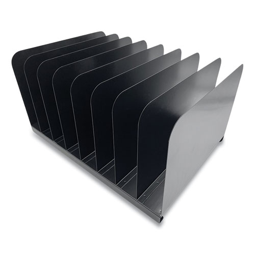 Steel Vertical File Organizer, 8 Sections, Letter Size Files, 11 x 15 x 7.75, Black