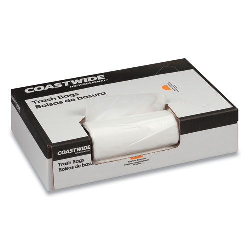 Image of Coastwide Professional™ Accufit Linear Low-Density Can Liners, 32 Gal, 1.1 Mil, 33" X 44", Clear, 25 Bags/Roll, 8 Rolls/Carton