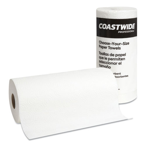 Coastwide Professional™ Choose-Your-Size Kitchen Roll Paper Towels, 2-Ply, 27.9 x 15.2, 128 Sheets/Roll, 15 Rolls/Carton