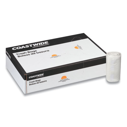 High-Density Can Liners, 30 gal, 12 mic, 30" x 37", Natural, 25 Bags/Roll, 20 Rolls/Carton