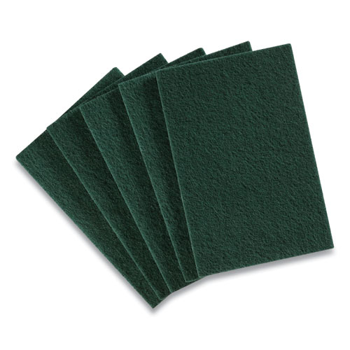 Image of Medium Duty Scouring Pads, Green, 10/Pack