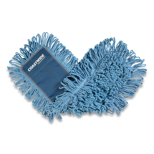 Looped-End Dust Mop Head, Cotton, 24 x 5, Blue