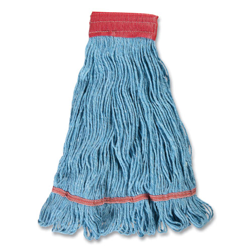 Image of Coastwide Professional™ Looped-End Wet Mop Head, Cotton/Rayon/Polyester Blend, Large, 5" Headband, Blue
