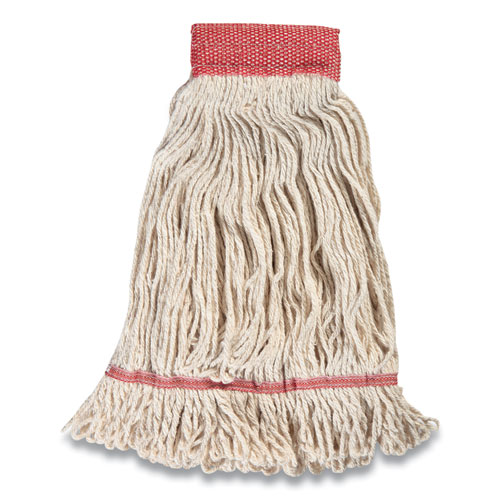 Image of Coastwide Professional™ Looped-End Wet Mop Head, Cotton, Large, 5" Headband, White
