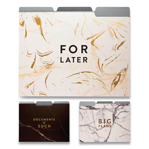 Fashion File Folders, 1/3-Cut Tabs, Letter Size, Marble Assortment, 9/Pack