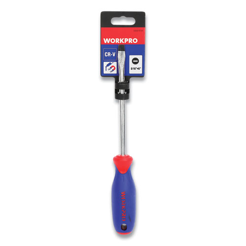 Straight-Handle Cushion-Grip Screwdriver, 5/16" Slotted Tip, 6" Shaft