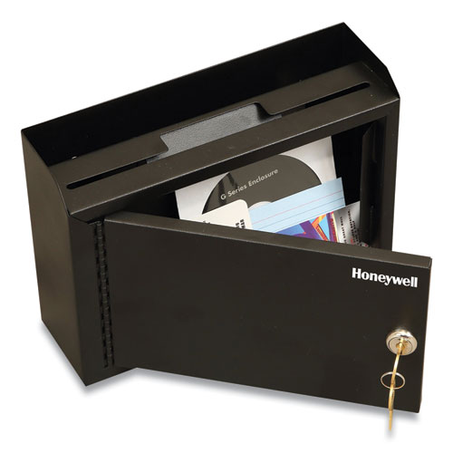 Image of Honeywell Drop Box Safe With Keys, 9.9 X 3 X 7.1, 0.12 Cu Ft, Black