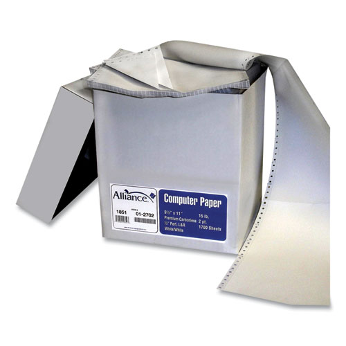 Continuous Feed Computer Paper, 1-Part, 15 lb Bond Weight, 9.5 x 11, White, 1,700/Carton