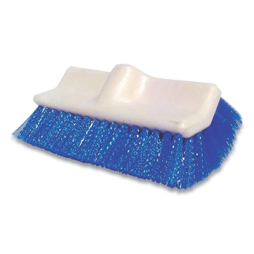 Image of Synthetic Fiber Scrub Brush, Blue Synthetic Bristles, 10" Brush, White Foam Handle