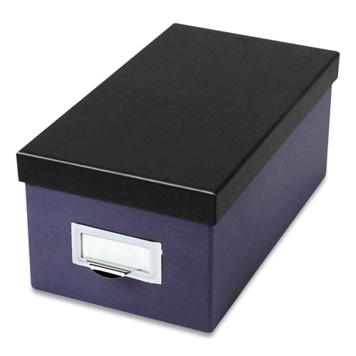 Index Card Storage Box, Holds 1,000 4 x 6 Cards, 6.5 x 11.5 x 5, Pressboard, Indigo/Black