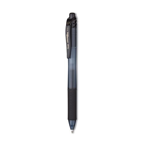 EnerGel-X Gel Pen, Retractable, Medium 0.7 mm, Black Ink, Smoke/Black Barrel, 5/Pack