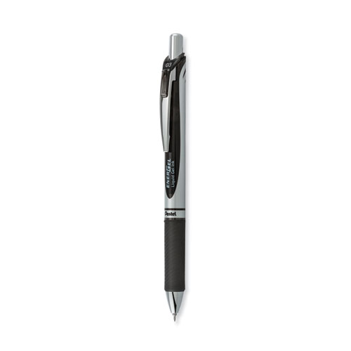 Image of Pentel® Energel Rtx Gel Pen, Retractable, Extra-Fine 0.3 Mm, Black Ink, Black/Silver Barrel, Dozen